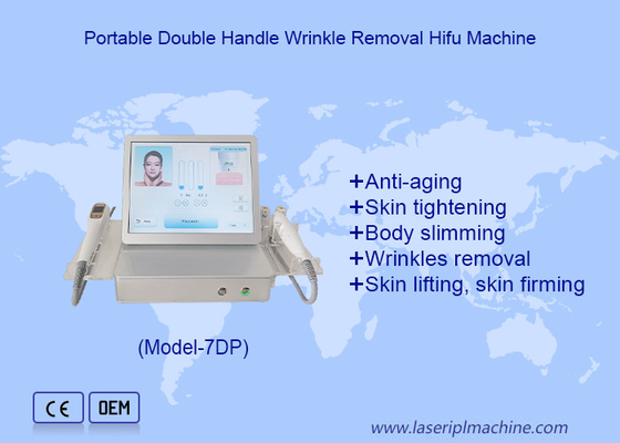 दोहरी हैंडल 7D Hifu 2 in 1 आंखें उठाने त्वचा विरोधी उम्र बढ़ने 7D स्लिमिंग मशीन