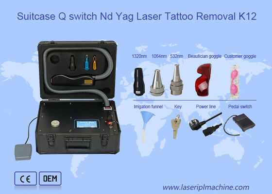 सूटकेस 532nm लेजर टैटू हटाने मिनी Q स्विच Nd Yag सौंदर्य मशीन