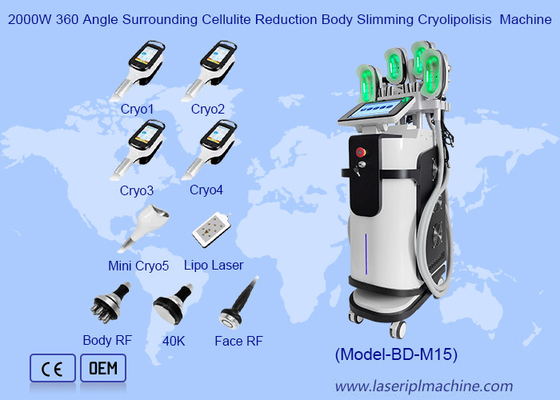 2000W 360 कोण आसपास के सेल्युलाईट कमी शरीर स्लिमिंग Cryolipolisis मशीन