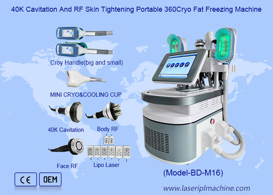 40K कैविटेशन और आरएफ त्वचा कसने पोर्टेबल 360Cryo वसा फ्रीजिंग मशीन