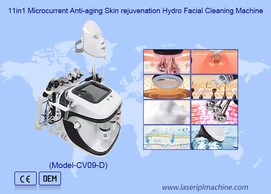11 में 1 चेहरे की सफाई त्वचा उठाने Rf हाइड्रो Microdermabrasion मशीन के लिए exfoliating गहरी सफाई